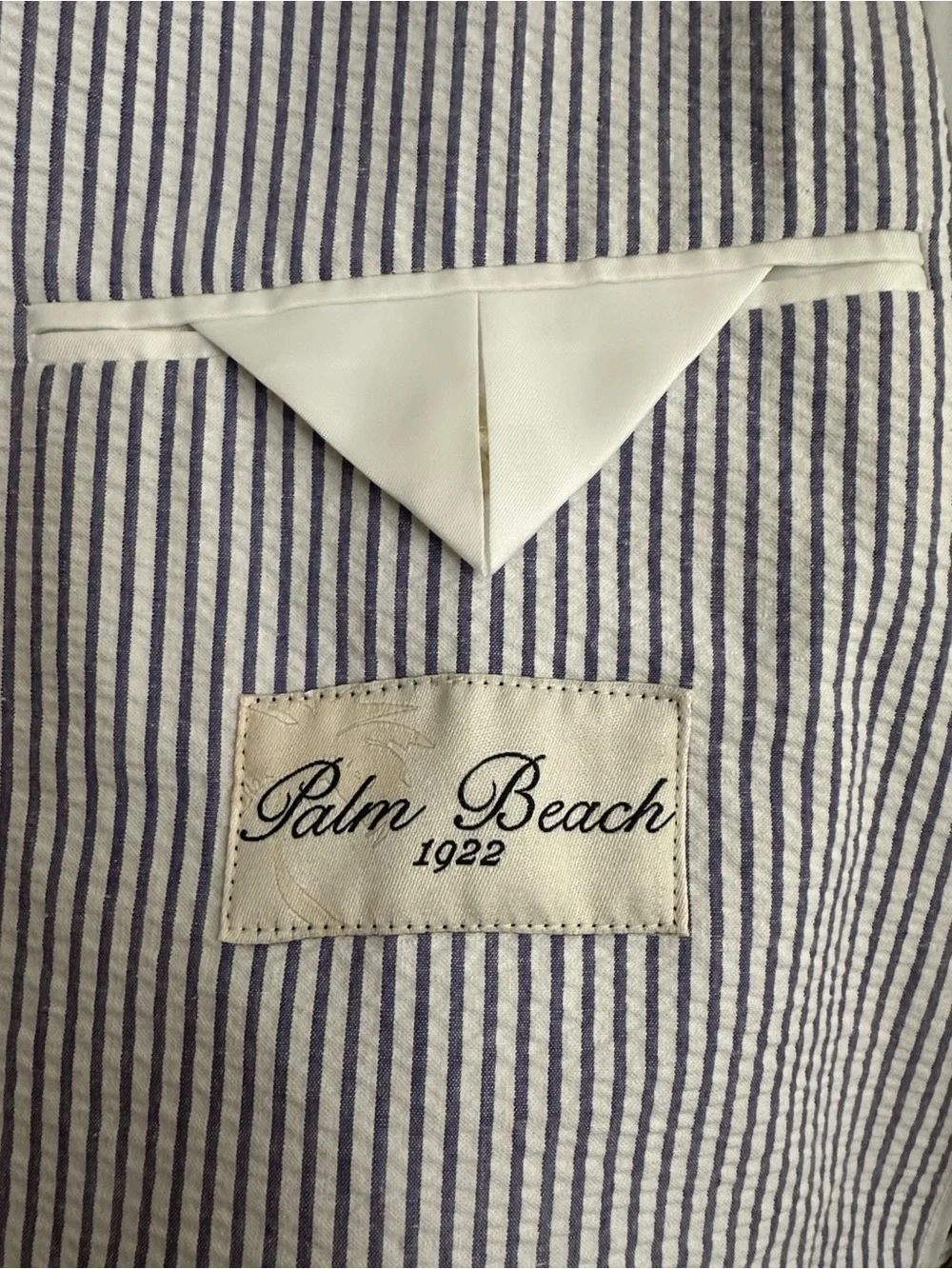PALM BEACH Bradley Seersucker Sport Coat Blazer 42R 100% Cotton Gatsby Coastal